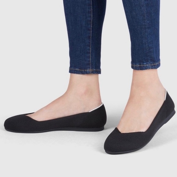 Rothy's Shoes - Rothy’s Black Round Toe Flats White Halo Retired